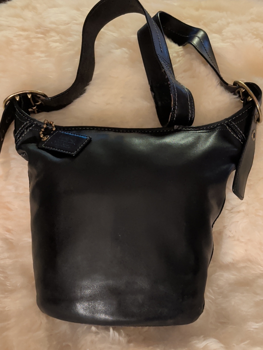 Coach Leather Bucket Shoulder Bag - Black